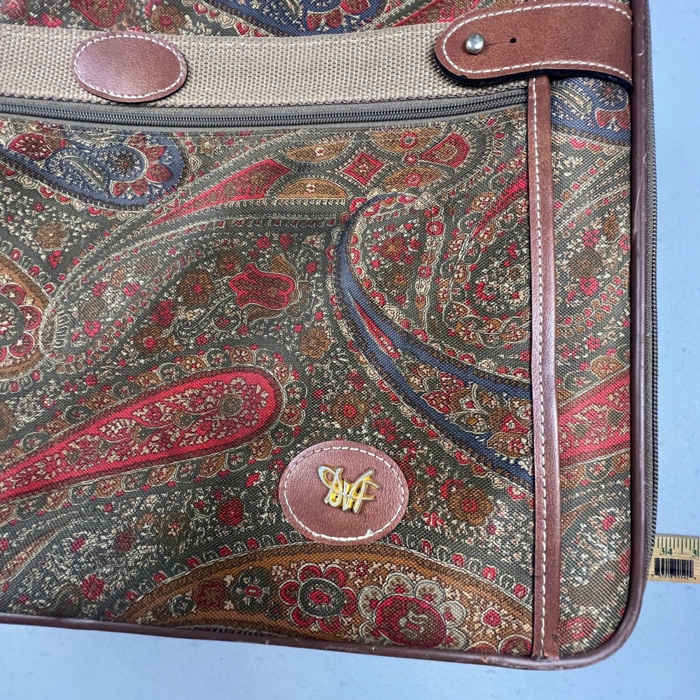 VTG DVF Diane von Furstenberg Suitcase Unisex Large Brown Paisley Carry On Bag - Picture 2 of 16